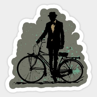 Vintage Style Man with Bicycle Sticker